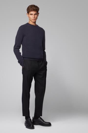 Sweter BOSS Regular Fit Ciemny Niebieskie Męskie (Pl85967)
